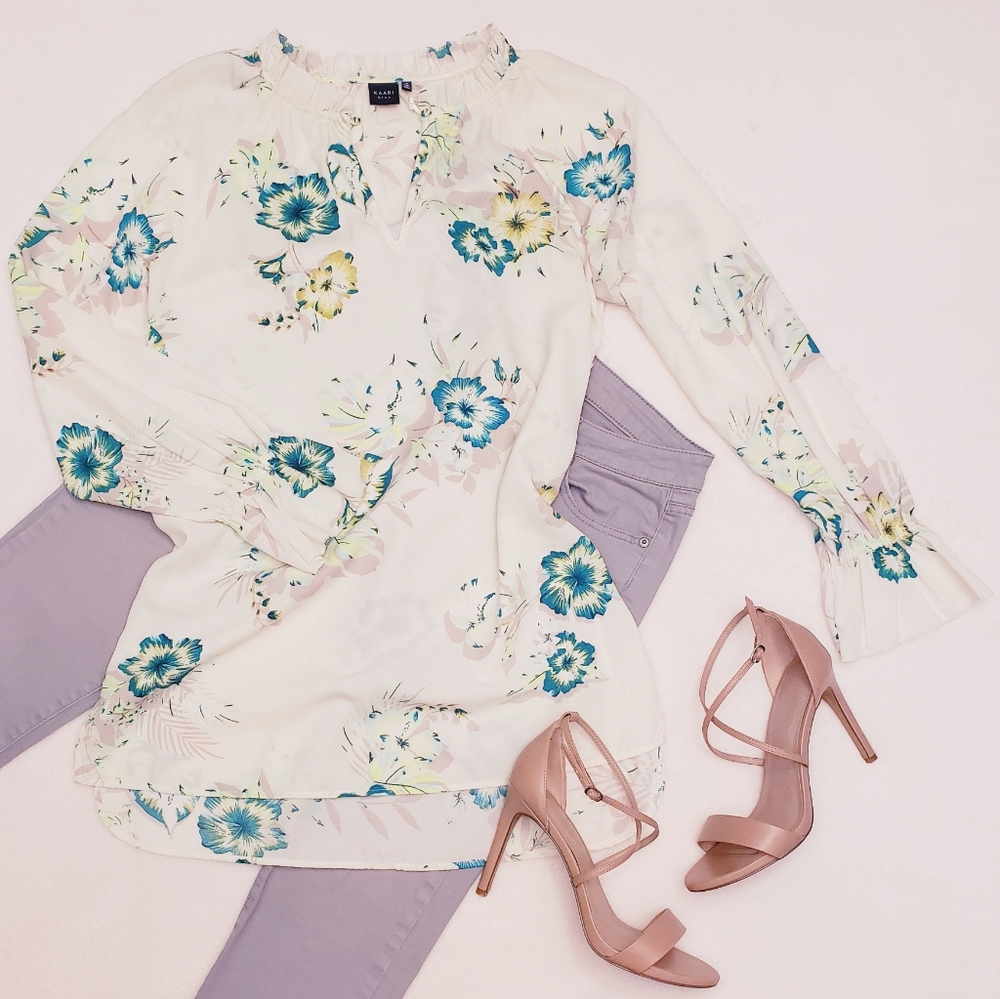 Kaari Blue Ivory Tropical Tunic